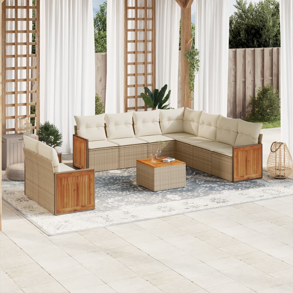 vidaXL 9-piece Lounge Set with Cushions Poly Rattan Black