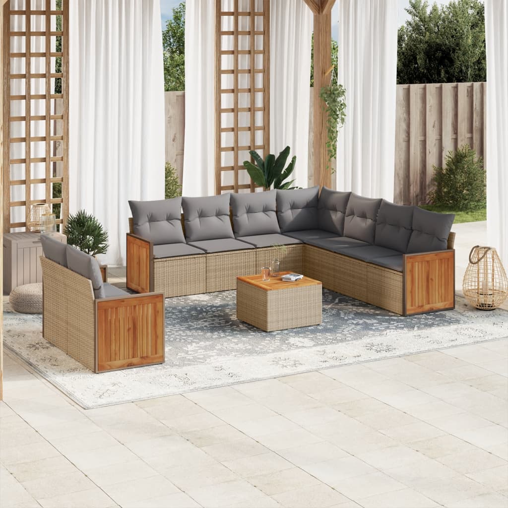 vidaXL 9-piece Lounge Set with Cushions Poly Rattan Black