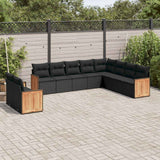 vidaXL 10-piece Lounge Set with Cushions Poly Rattan Black