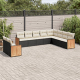 vidaXL 10-piece Lounge Set with Cushions Poly Rattan Black