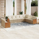 vidaXL 10-piece Lounge Set with Cushions Poly Rattan Black
