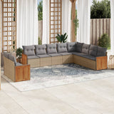 vidaXL 10-piece Lounge Set with Cushions Poly Rattan Black