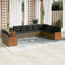 vidaXL 10-piece Lounge Set with Cushions Poly Rattan Black