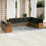 vidaXL 10-piece Lounge Set with Cushions Poly Rattan Black