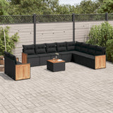 vidaXL 10-piece Lounge Set with Cushions Poly Rattan Black