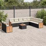 vidaXL 10-piece Lounge Set with Cushions Poly Rattan Black