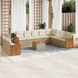 vidaXL 10-piece Lounge Set with Cushions Poly Rattan Black