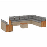 vidaXL 10-piece Lounge Set with Cushions Poly Rattan Black