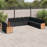 vidaXL 11-Piece Lounge Set with Cushions Poly Rattan Black