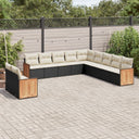 vidaXL 11-Piece Lounge Set with Cushions Poly Rattan Black