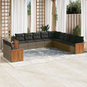vidaXL 11-Piece Lounge Set with Cushions Poly Rattan Black