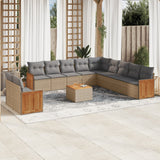 vidaXL 11-Piece Lounge Set with Cushions Poly Rattan Black