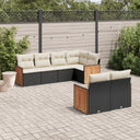 vidaXL 7-Piece Lounge Set with Cushions Poly Rattan Black