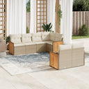 vidaXL 7-Piece Lounge Set with Cushions Poly Rattan Black