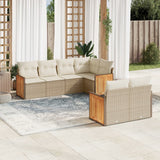 vidaXL 7-Piece Lounge Set with Cushions Poly Rattan Black