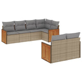 vidaXL 7-Piece Lounge Set with Cushions Poly Rattan Black