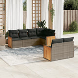 vidaXL 7-Piece Lounge Set with Cushions Poly Rattan Black
