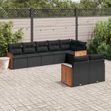 vidaXL 8-delige Loungeset met kussens poly rattan zwart