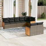 vidaXL 8-delige Loungeset met kussens poly rattan zwart