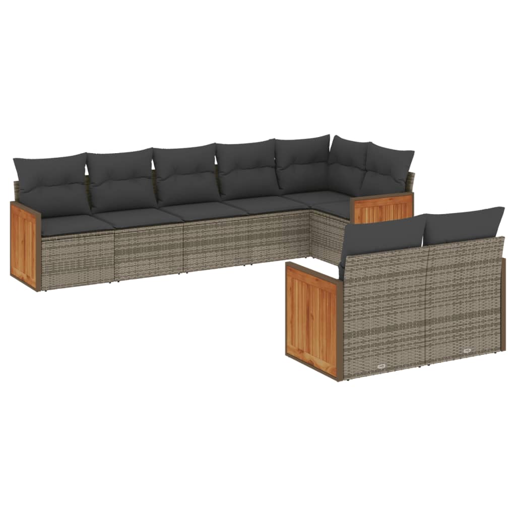 vidaXL 8-delige Loungeset met kussens poly rattan zwart