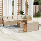 vidaXL 8-delige Loungeset met kussens poly rattan zwart
