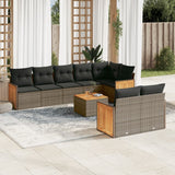 vidaXL 8-delige Loungeset met kussens poly rattan zwart