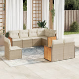 vidaXL 8-delige Loungeset met kussens poly rattan zwart