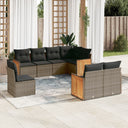 vidaXL 8-delige Loungeset met kussens poly rattan zwart