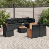 vidaXL 8-delige Loungeset met kussens poly rattan zwart