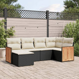 vidaXL 6-piece Lounge Set with Cushions Poly Rattan Black