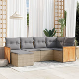 vidaXL 6-piece Lounge Set with Cushions Poly Rattan Black