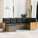 vidaXL 6-piece Lounge Set with Cushions Poly Rattan Black