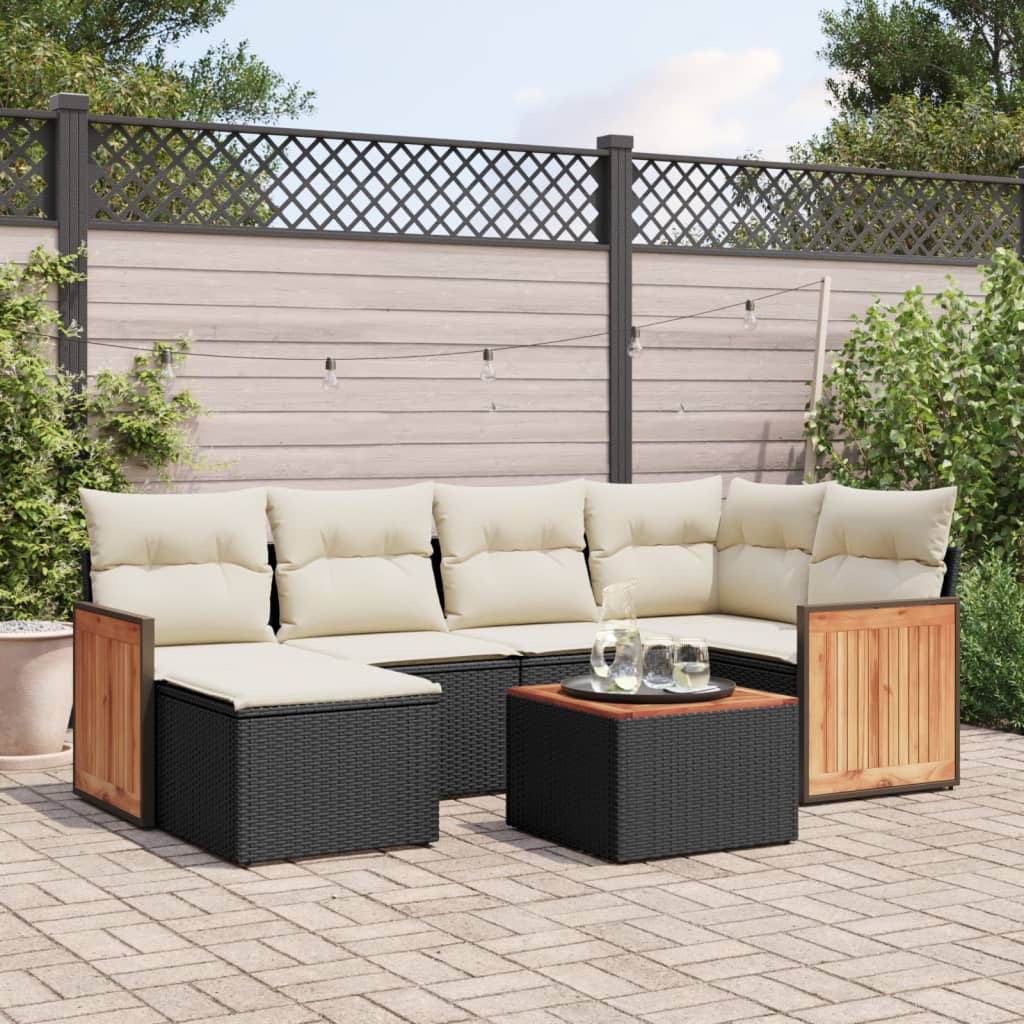 vidaXL 6-piece Lounge Set with Cushions Poly Rattan Black