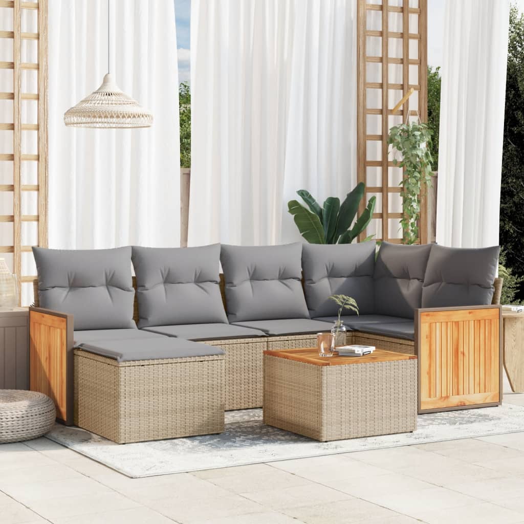 vidaXL 6-piece Lounge Set with Cushions Poly Rattan Black