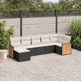 vidaXL 7-piece Lounge Set with Cushions Polyrattan Black