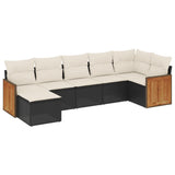 vidaXL 7-piece Lounge Set with Cushions Polyrattan Black