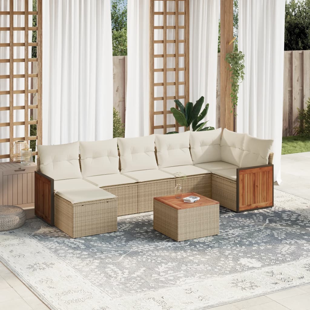 vidaXL 7-piece Lounge Set with Cushions Polyrattan Black