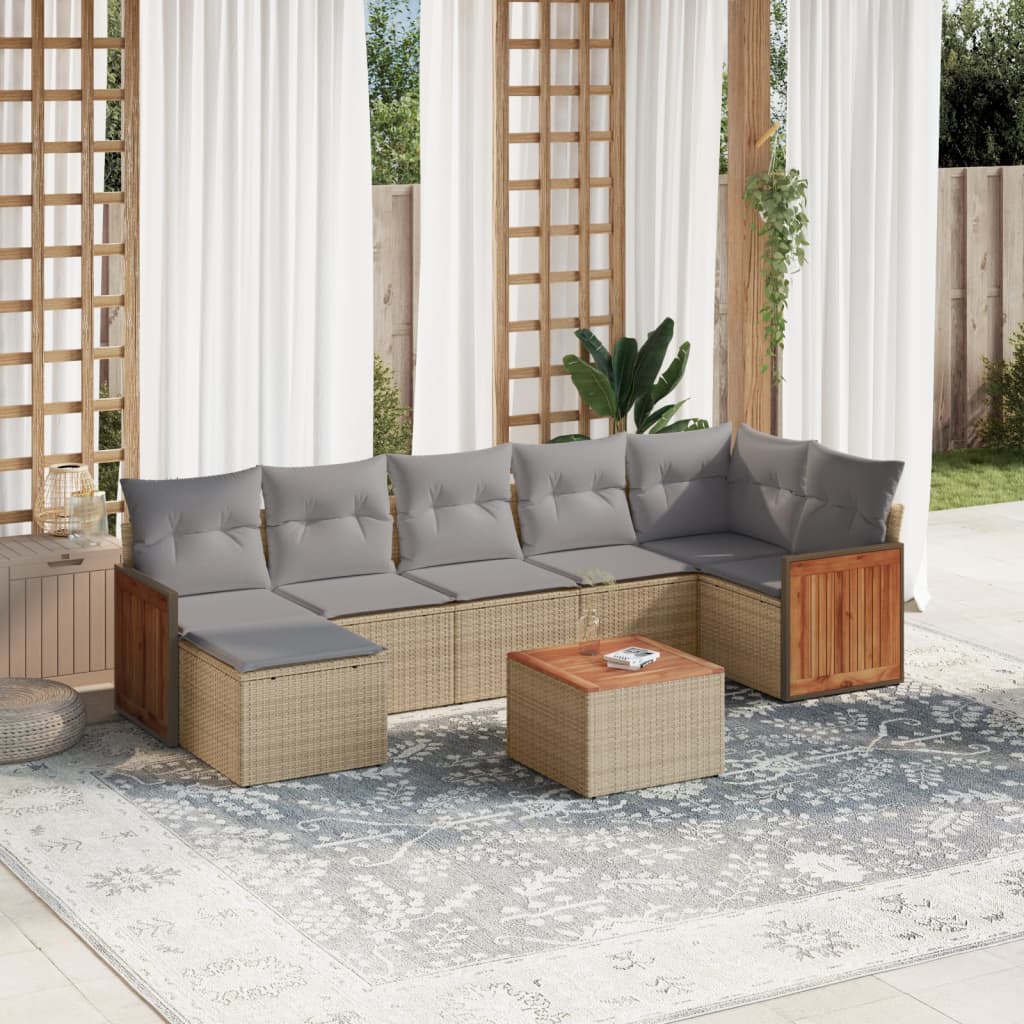 vidaXL 7-piece Lounge Set with Cushions Polyrattan Black
