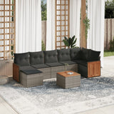 vidaXL 7-piece Lounge Set with Cushions Polyrattan Black
