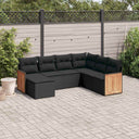 vidaXL 7-delige Loungeset met kussens poly rattan zwart