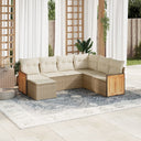 vidaXL 7-delige Loungeset met kussens poly rattan zwart