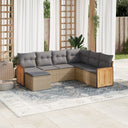 vidaXL 7-delige Loungeset met kussens poly rattan zwart