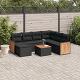 vidaXL 7-delige Loungeset met kussens poly rattan zwart