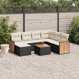 vidaXL 7-delige Loungeset met kussens poly rattan zwart