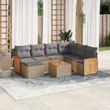 vidaXL 7-delige Loungeset met kussens poly rattan zwart
