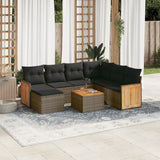 vidaXL 7-delige Loungeset met kussens poly rattan zwart