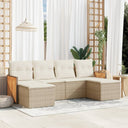 vidaXL 6-delige Loungeset met kussens poly rattan zwart