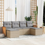 vidaXL 6-delige Loungeset met kussens poly rattan zwart