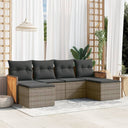 vidaXL 6-delige Loungeset met kussens poly rattan zwart
