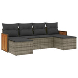 vidaXL 6-delige Loungeset met kussens poly rattan zwart